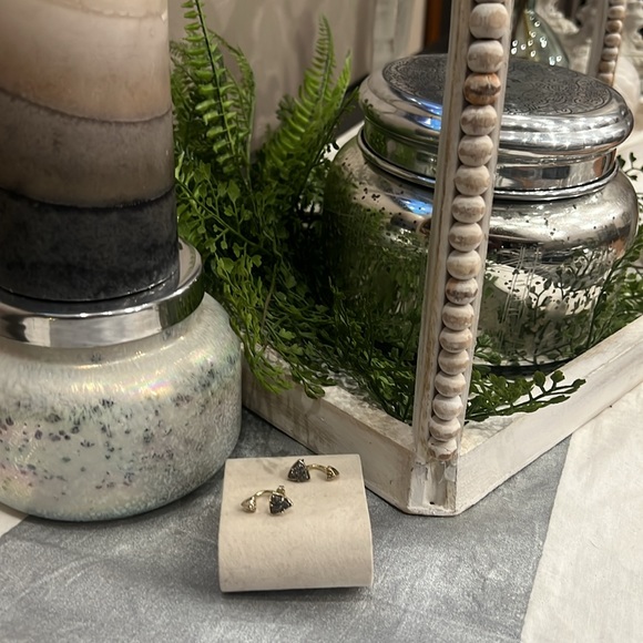 Kendra Scott Silver Druzy set in Gold Tone Metal Jacket Earrings - Picture 2 of 3